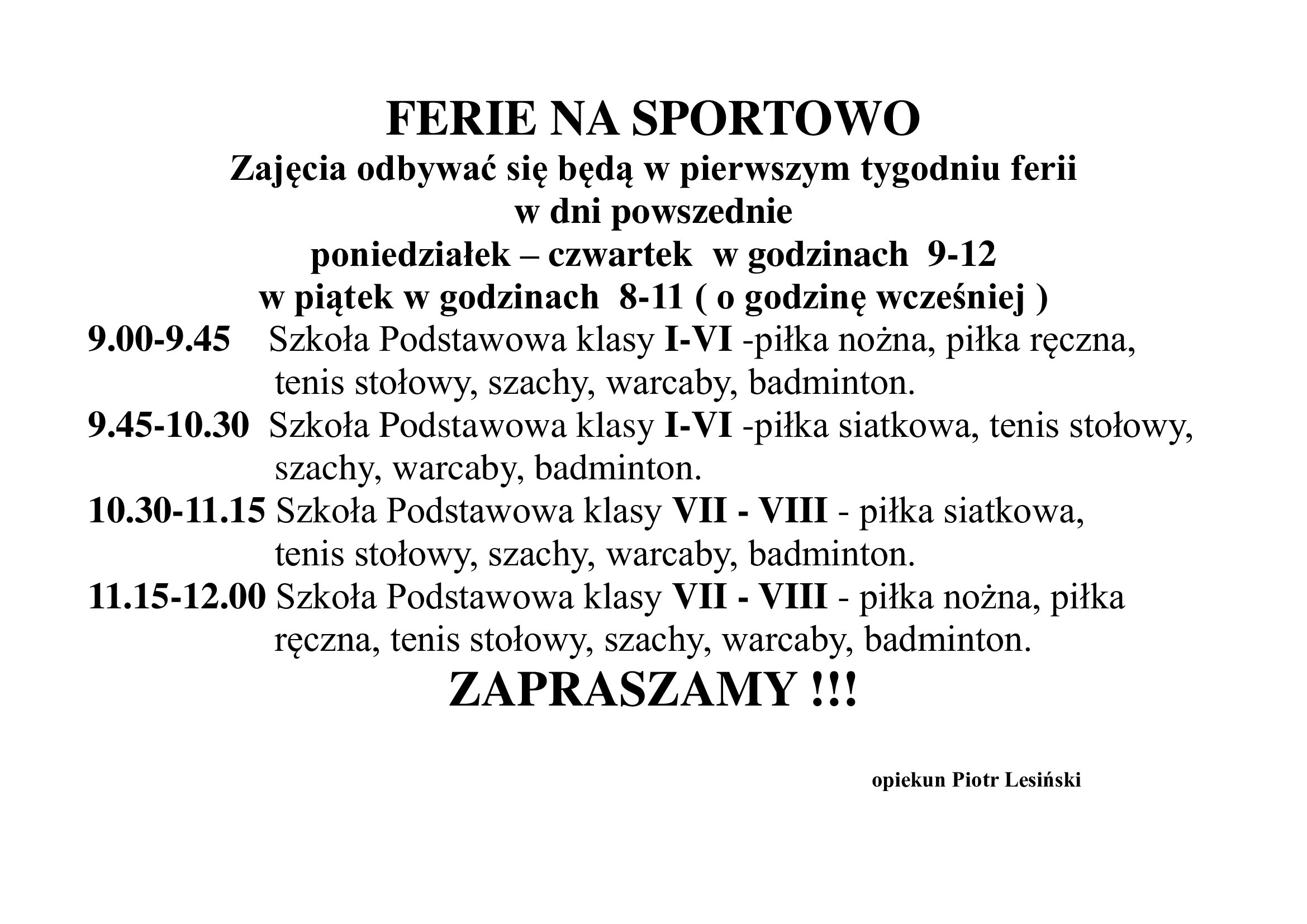 Ferie na sportowo 2023