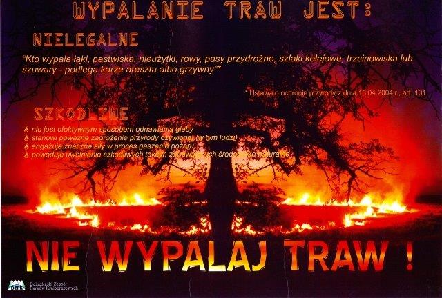 Zakaz wypalania traw plakat